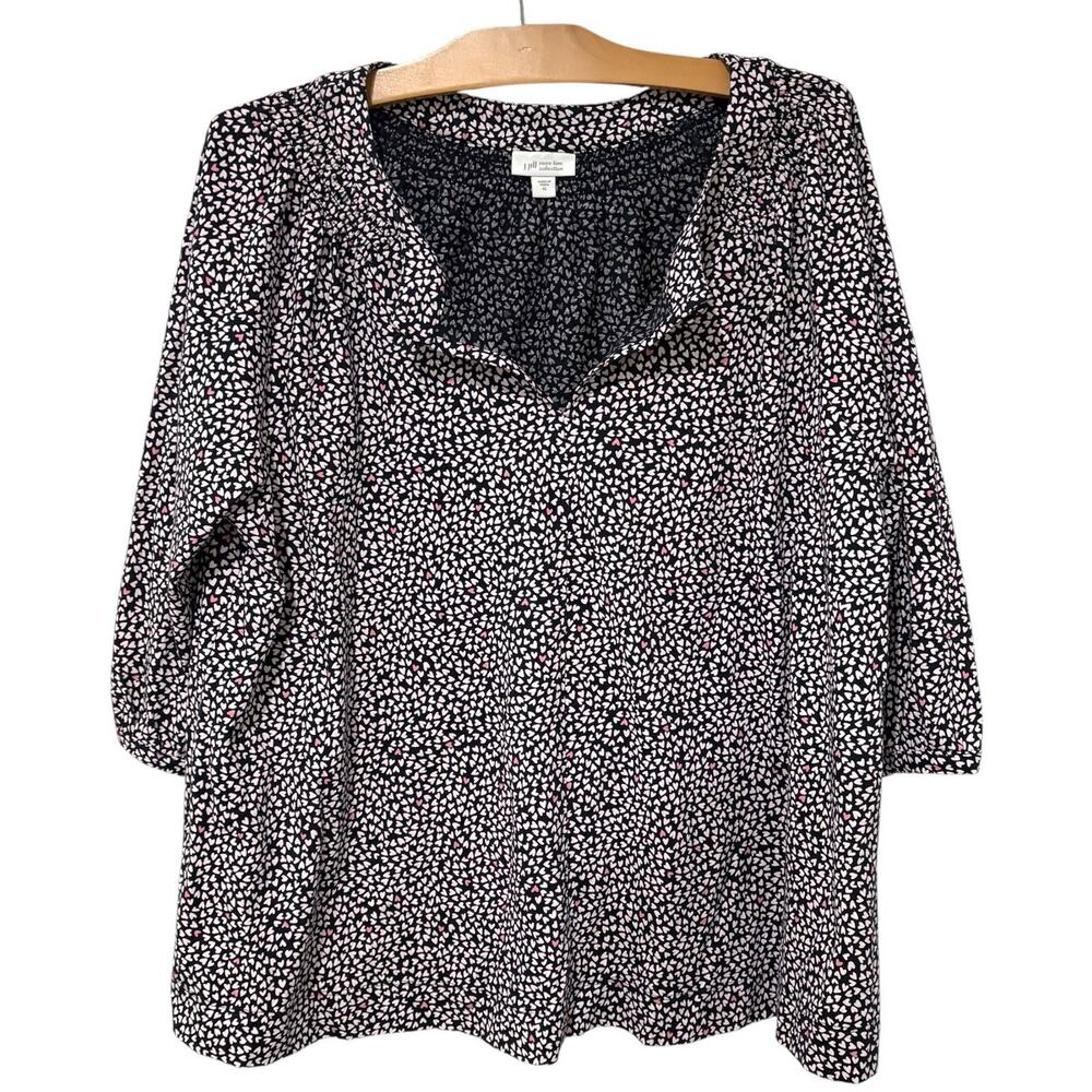 J. Jill | Top Pullover Hearts More Love 3/4 Sleeves Cotton Comfort- Size XL